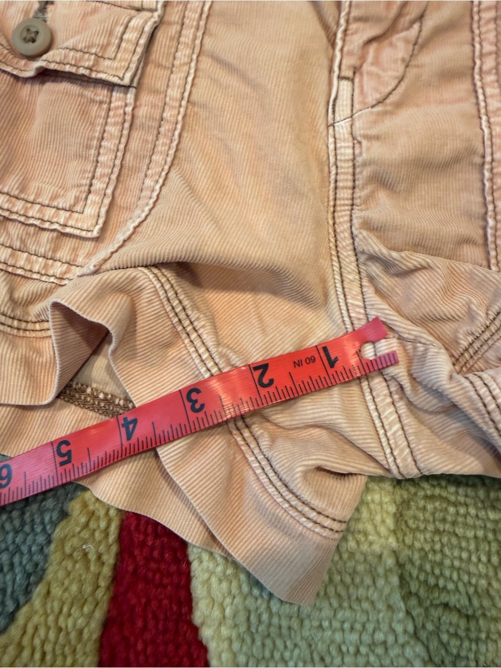 American Eagle Outfitters High Rise Corduroy Cargo Shorts Peach 4 Runs Small - Picture 3 of 6